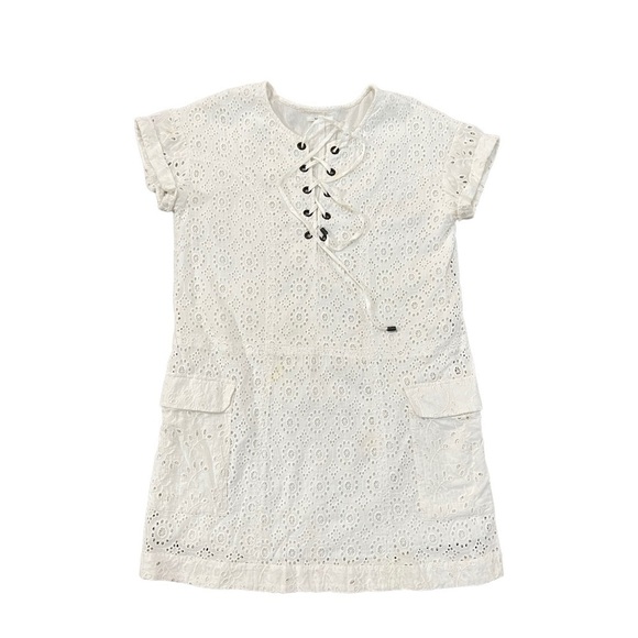 Tularosa Cover Up White Small Dress Eyelet Laser Cut Cotton - Picture 1 of 7